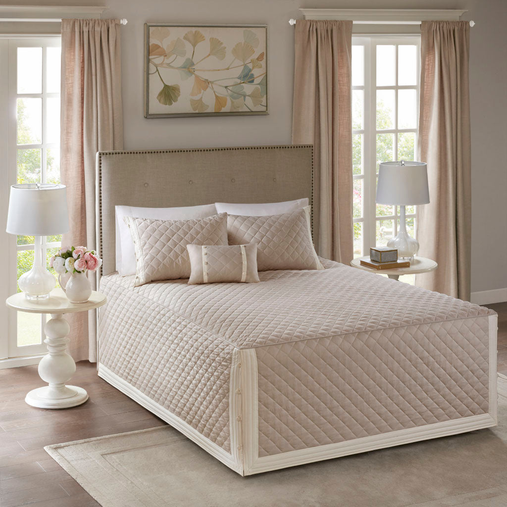 Breanna 4 Piece Cotton Reversible Tailored Bedspread Set