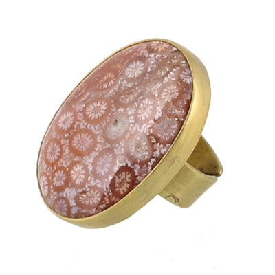 Bezel Set Ring - Fossilized Coral