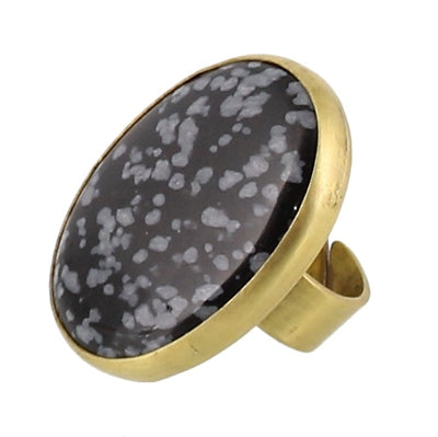 Bezel Set Ring - Snowflake Obsidian
