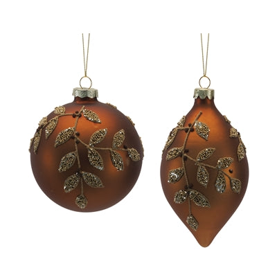 Ornament (S/2) 4"D, 6.5"H Glass