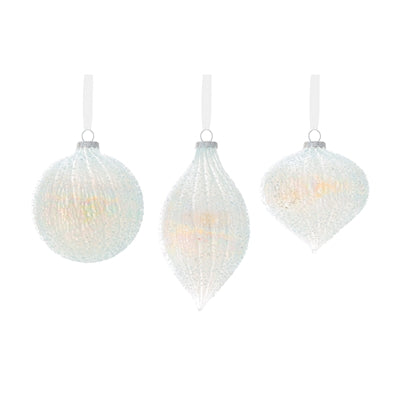 Ornament (S/3) 4"D, 4.5"H, 6"H Glass