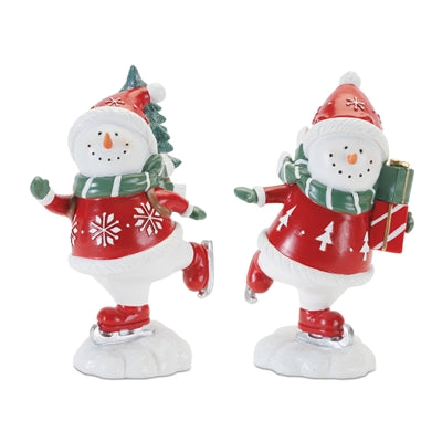 Snowman Skating (S/2) 10”H Resin