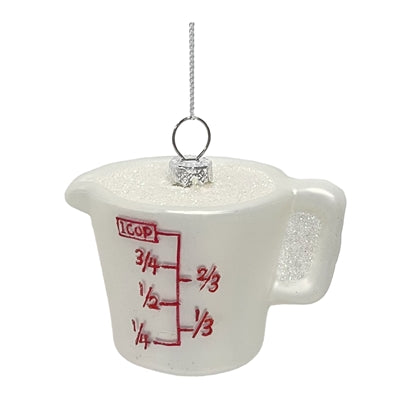 Measuring Cup Ornament 2.75”H Glass