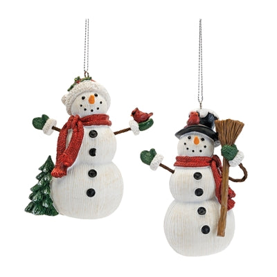Snowman Ornament (S/2) 3.5"H, 4"H Resin