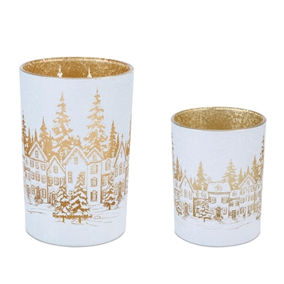 Candle Holder (S/2) 4"D x 5"H, 4.25"D x 7"H Glass