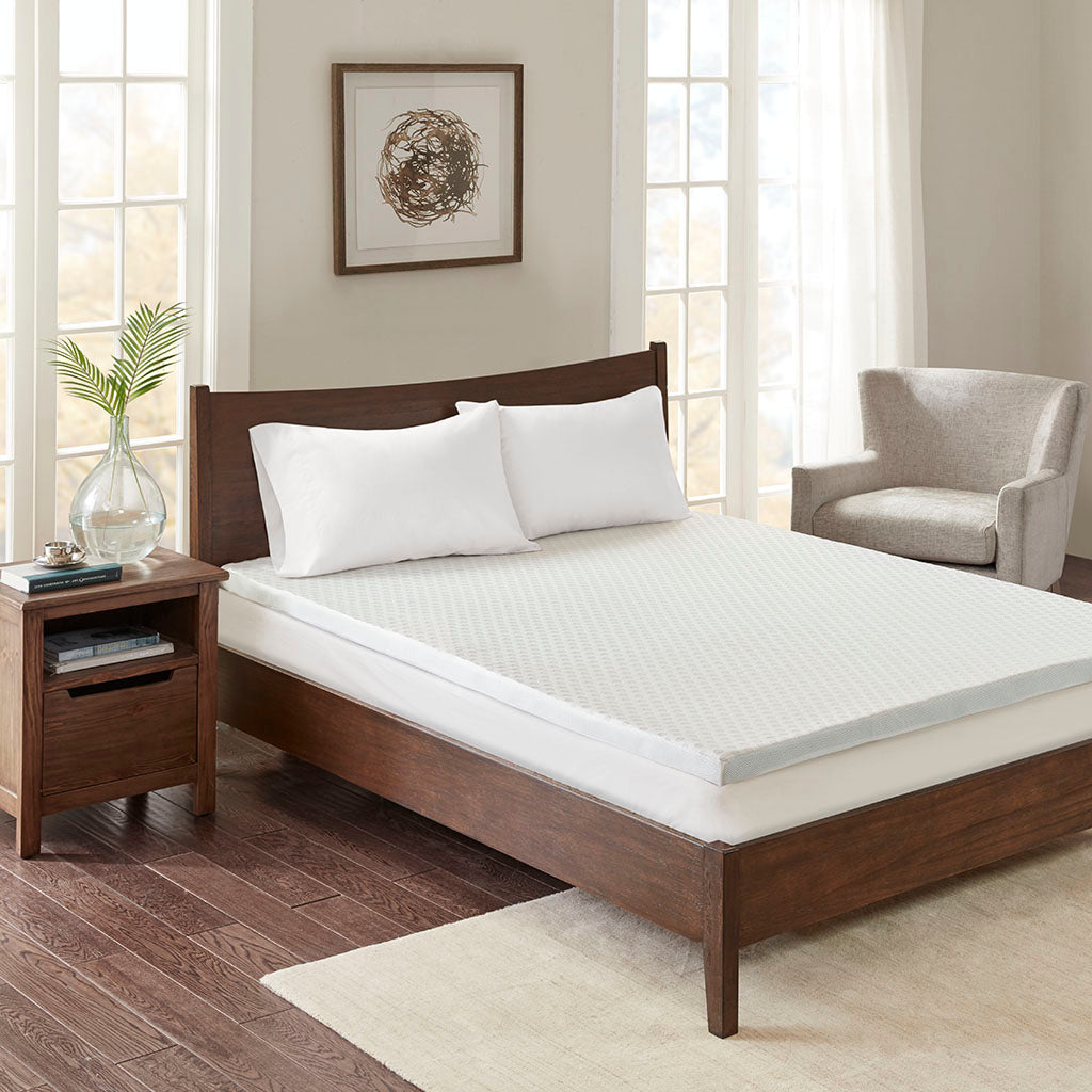 2" Gel Memory Foam with Cooling Cover Cool/Warm Reversible Waterproof and Stain Release Mattress Pad