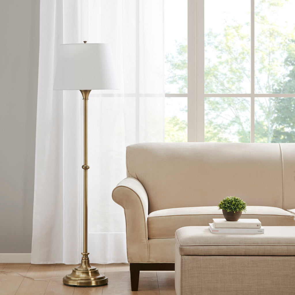 Athena Metal Floor Lamp with Glass Cylinder Shade