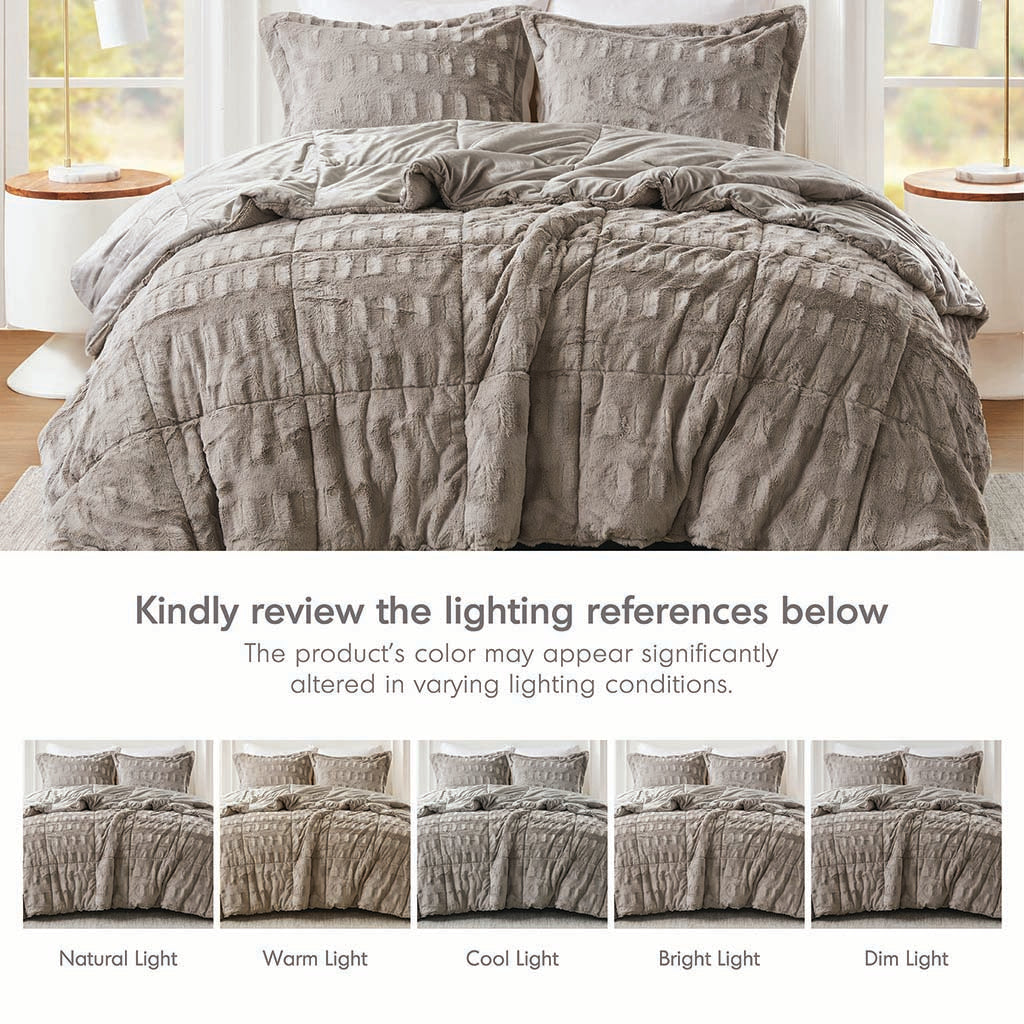 Solid Faux Fur Comforter Mini Set