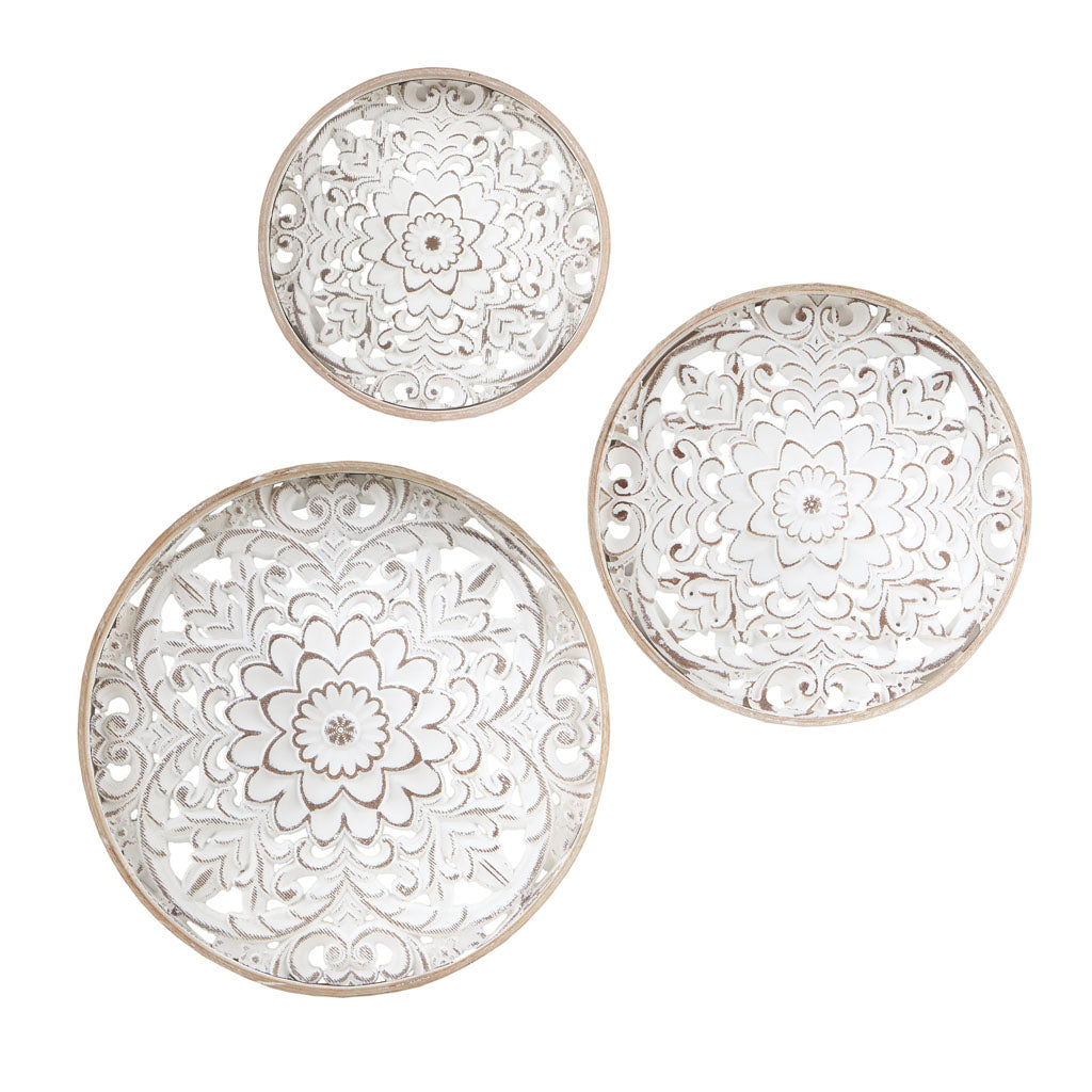 Medallion Trio Two-tone Geometric 3-piece Wood Wall Decor Set