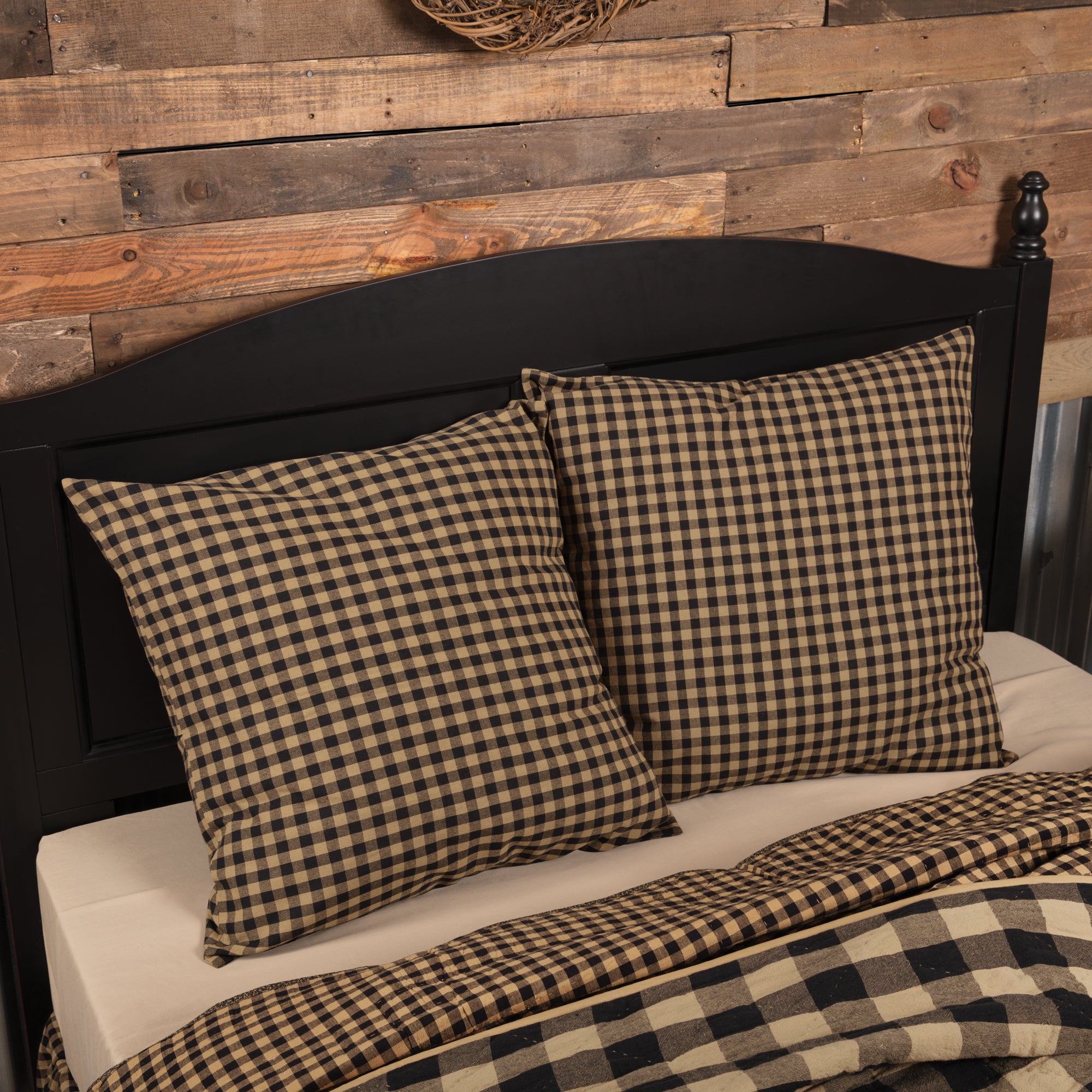 Black Check Fabric Euro Sham