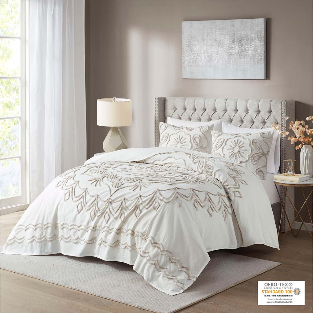 Violette 3 Piece Tufted Cotton Chenille  Coverlet Set