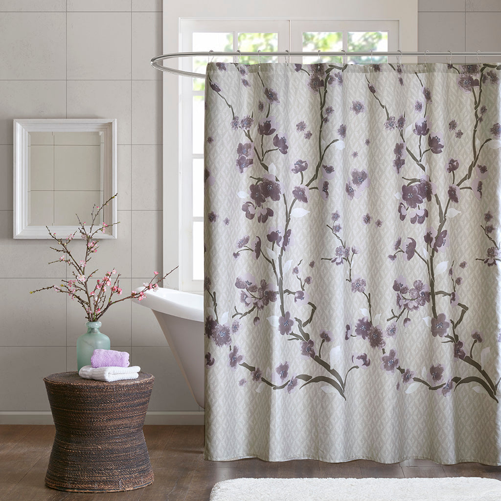 Holly Printed Cotton Shower Curtain