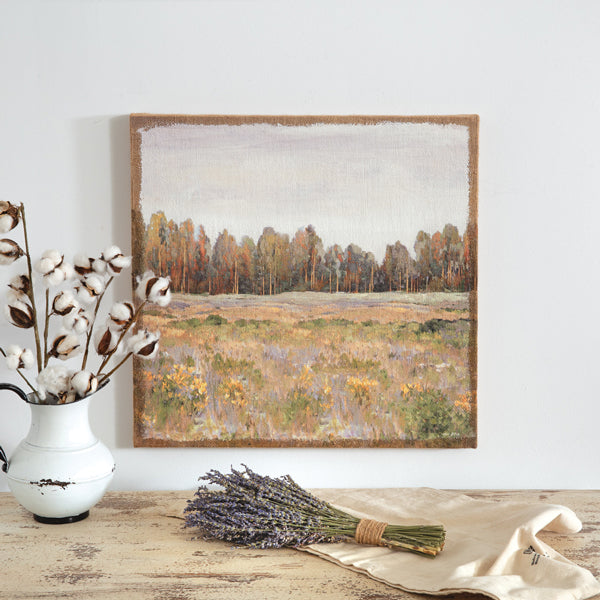 Serene Meadow Burlap Canvas Wall Art