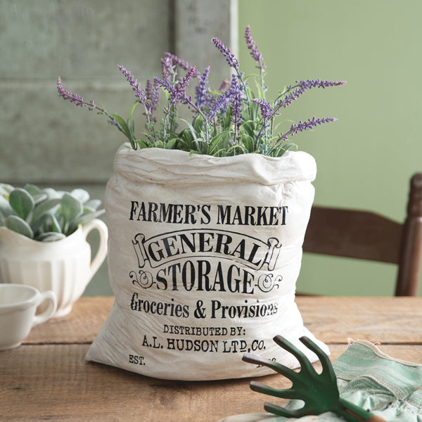 Concrete Flour Sack Planter - Farmer's Market