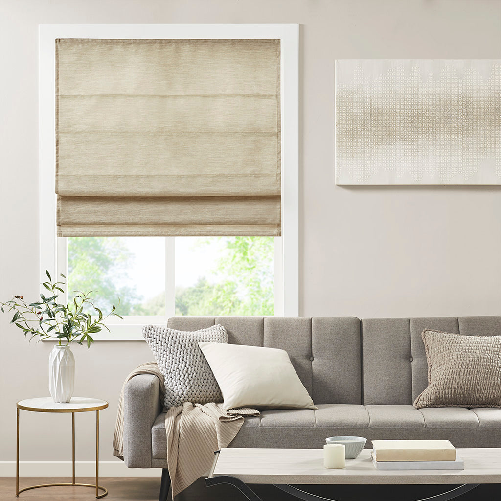 Como Printed Faux Silk Room Darkening Cordless Roman Shade