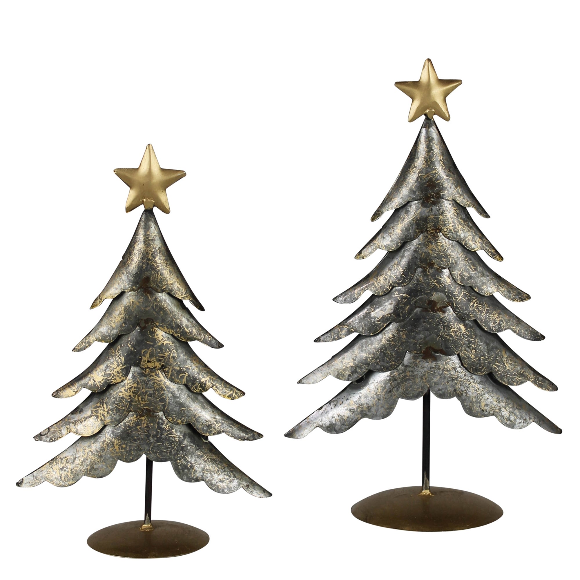 Galvanized Tree with Gold Star, Set/2