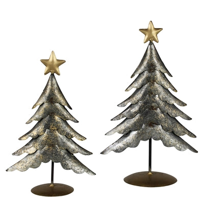 Galvanized Tree with Gold Star, Set/2