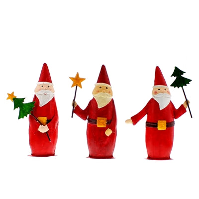Painted Metal Santa Trio - Sm, Set of 3