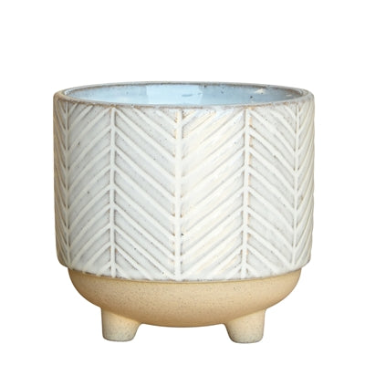Ramos Chevron Cachepot, Stoneware - 4"