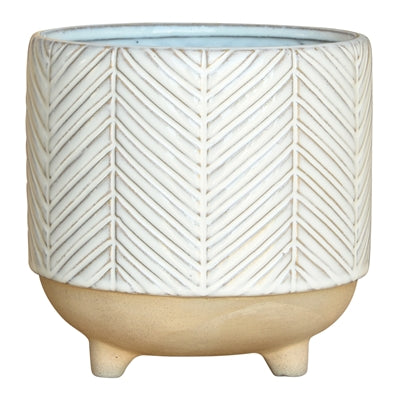 Ramos Chevron Cachepot, Stoneware - 6"