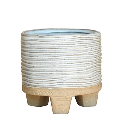 Ramos Horizontal Stripe Cachepot, Stoneware - 4"