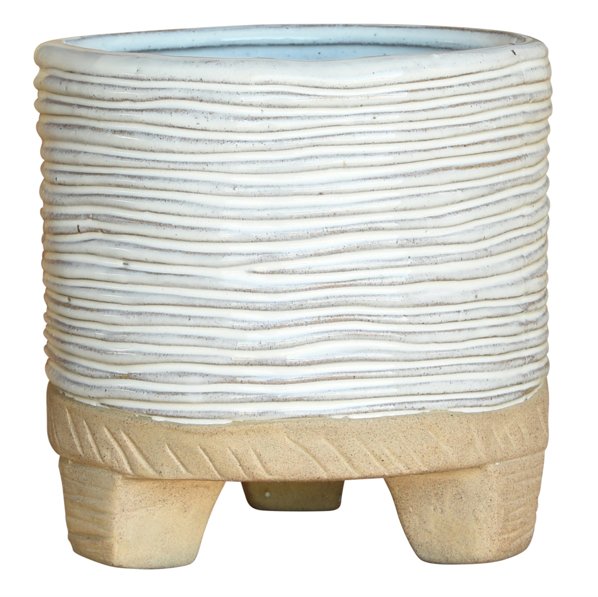 Ramos Horizontal Stripe Cachepot, Stoneware - 6"