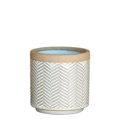 Ramos Banded Chevron Cachepot, Stoneware - 2.5"