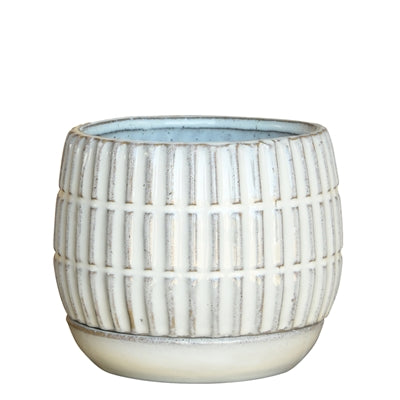 Ramos Linear Cachepot with Saucer, Stoneware - 4"