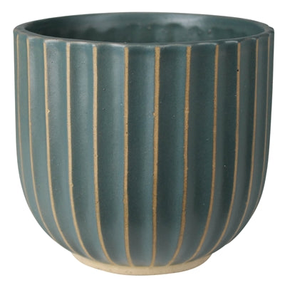 Lyna Scalloped Cachepot, Ceramic - Green
