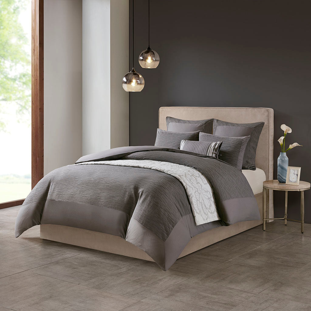 Hanae 3 Piece Cotton Sateen Printed Duvet Cover Set