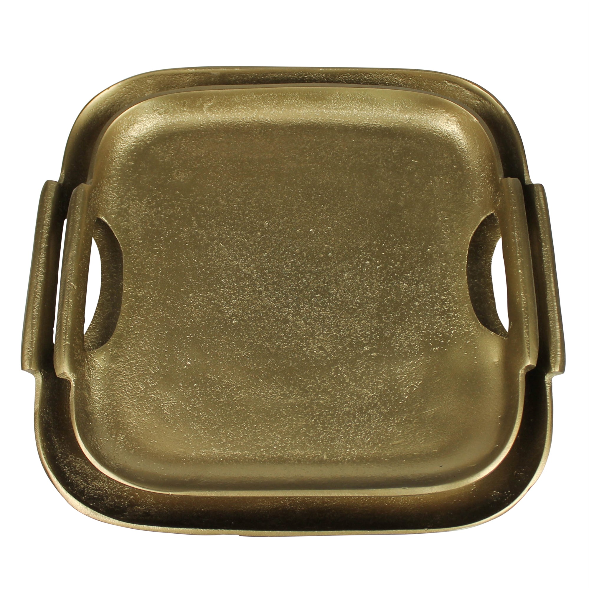 Vana Trays with Round Handles, Brass, Set of 2