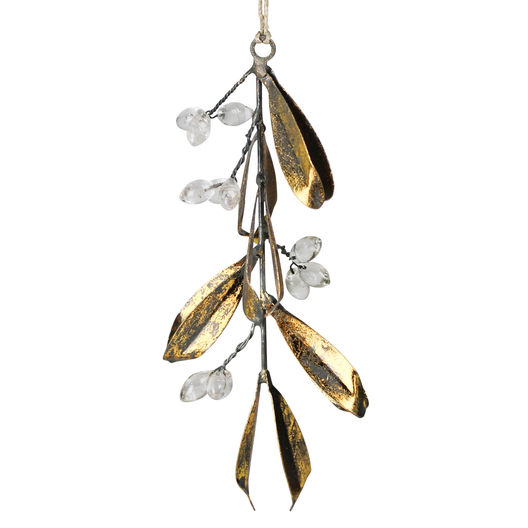 Mistletoe Ornament, Glass & Brass