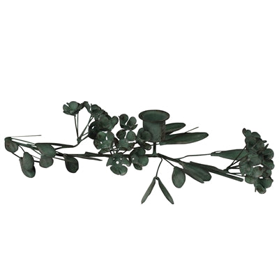 Floral Taper Holder, Green Patina