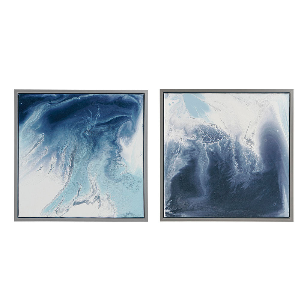 Blue Lagoon 2 Heavily Embellished 3-piece Canvas Wall Art Set
