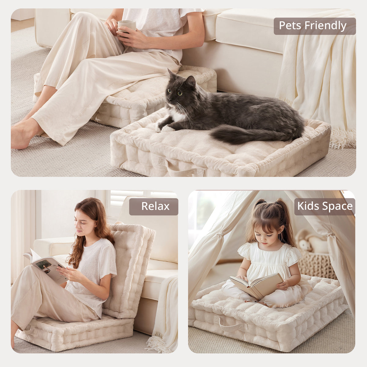 Poly Chenille Square Floor Pillow Cushion