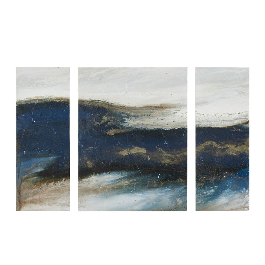 Rolling Waves Hand Embellished Abstract 3-piece Canvas Wall Art Set