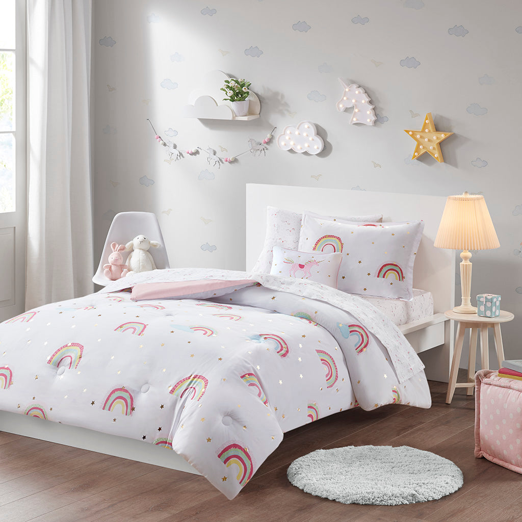 Alicia Starry Sky Metallic Comforter Set with Throw Pillow