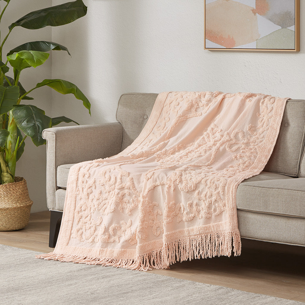 Chloe 100% Cotton Tufted Chenille Lightweight Throw With Fringe Tassel 50" x 60"