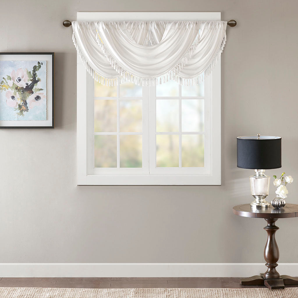Elena Faux Silk Waterfall Embellished Valance