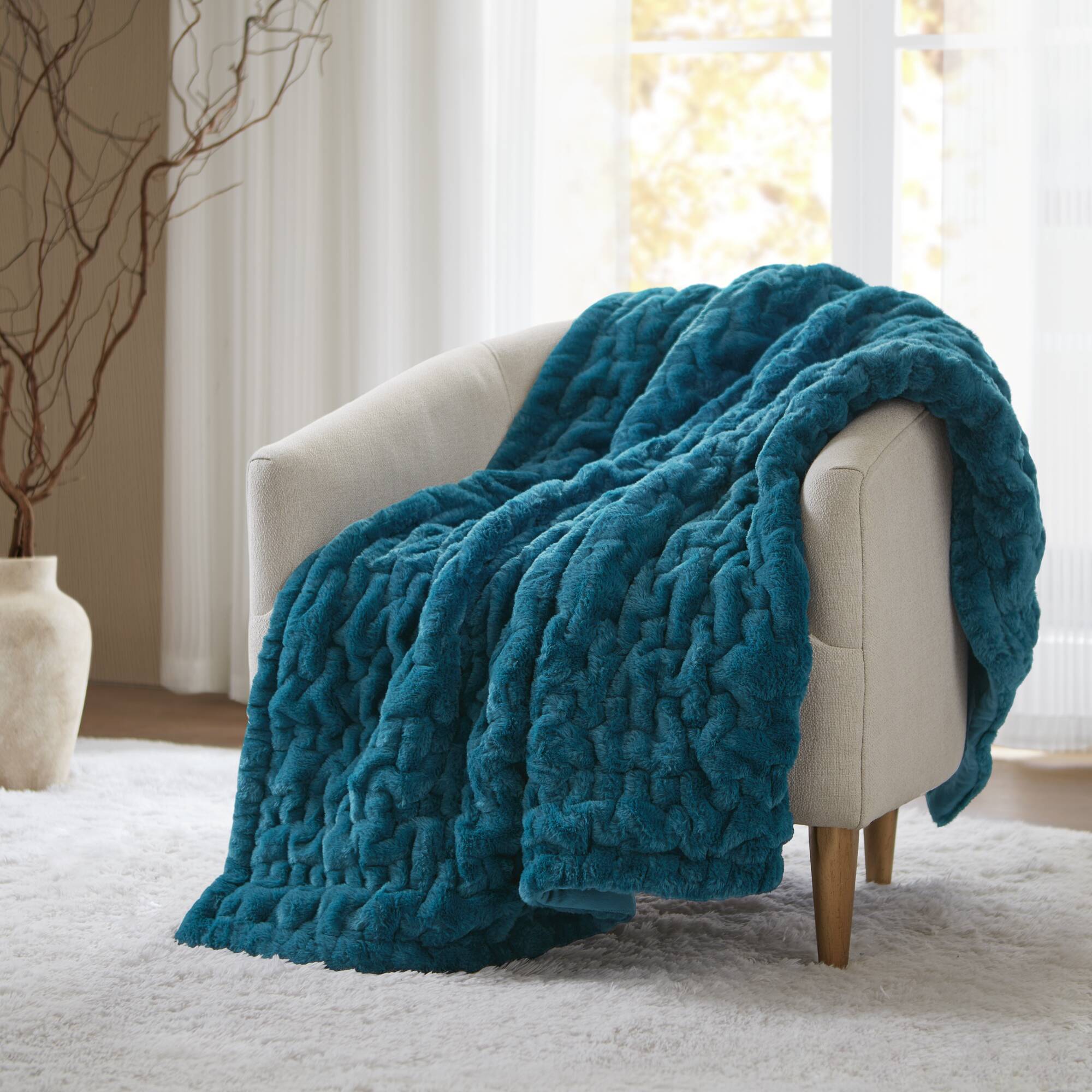 Ruched Fur Throw