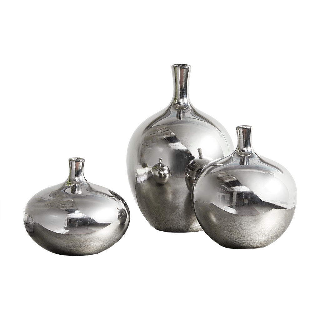 Ansen Blue and Bronze Decorative Glass Vases 3-piece set