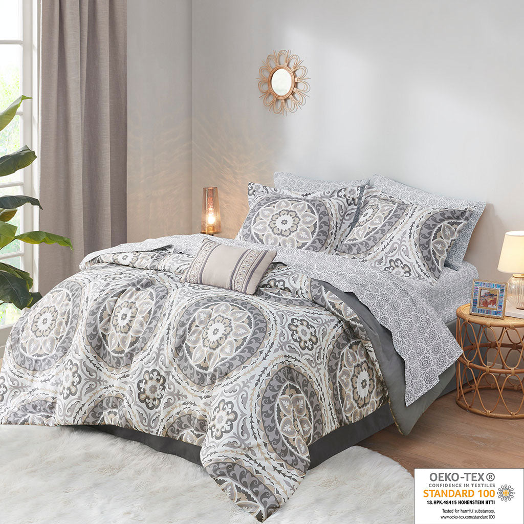Serenity 9 Piece Comforter Set with Cotton Bed Sheets