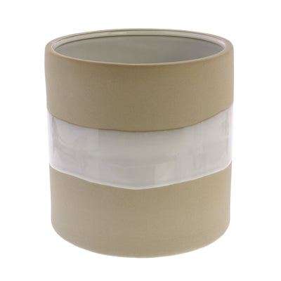 Shore Ceramic Cylinder Vase - Lrg - Natural | White