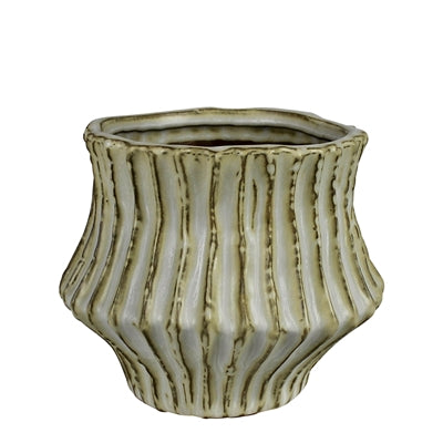 Stoneware Ribbed Cachepot