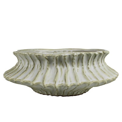 Stoneware Ribbed Low Bowl
