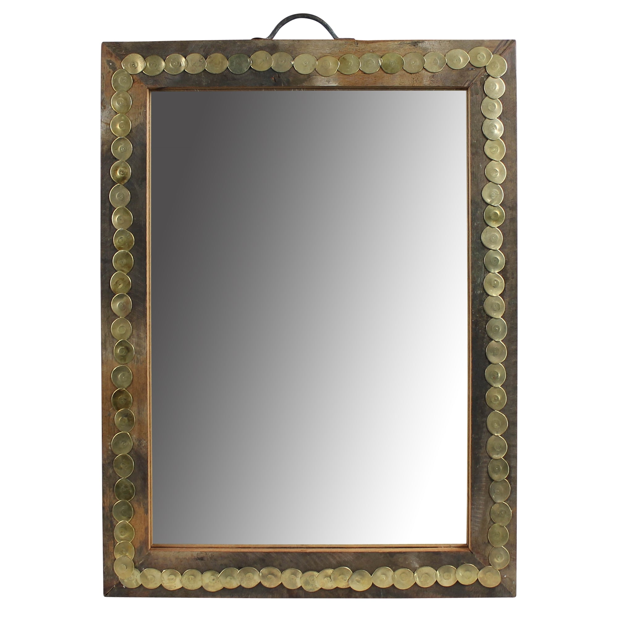 Mirror with Nail Boarder, Wood - Lrg