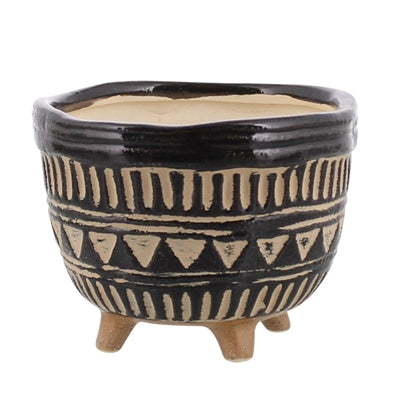 Apache Print Bowl, Ceramic - Sm - Black & Natural