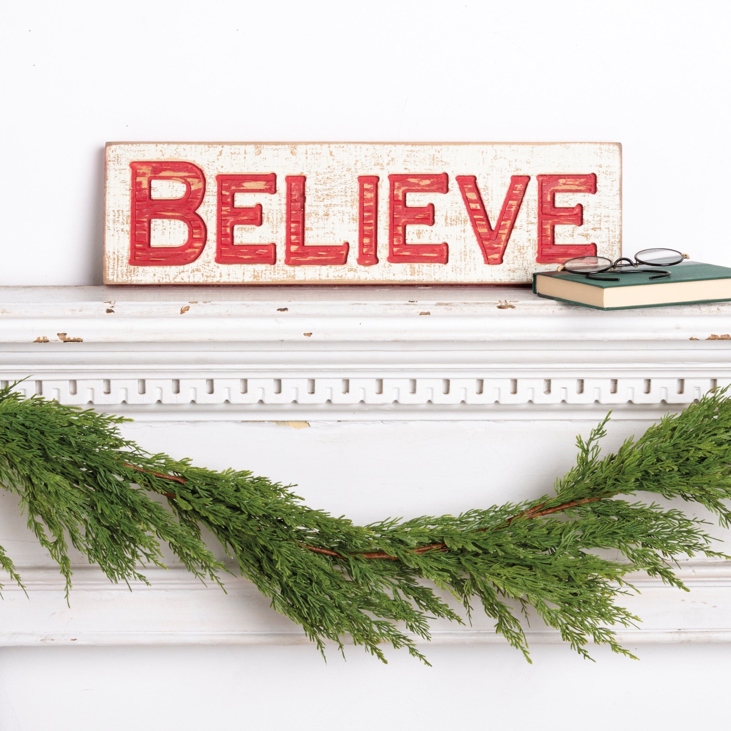 Carved Wooden Believe Wall Art