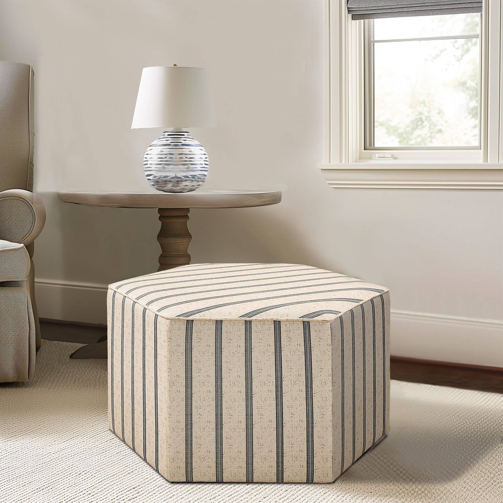 Ellen Skirted Tufted 32" Round Ottoman
