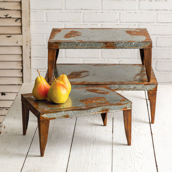 Set of Three Metal Table Risers